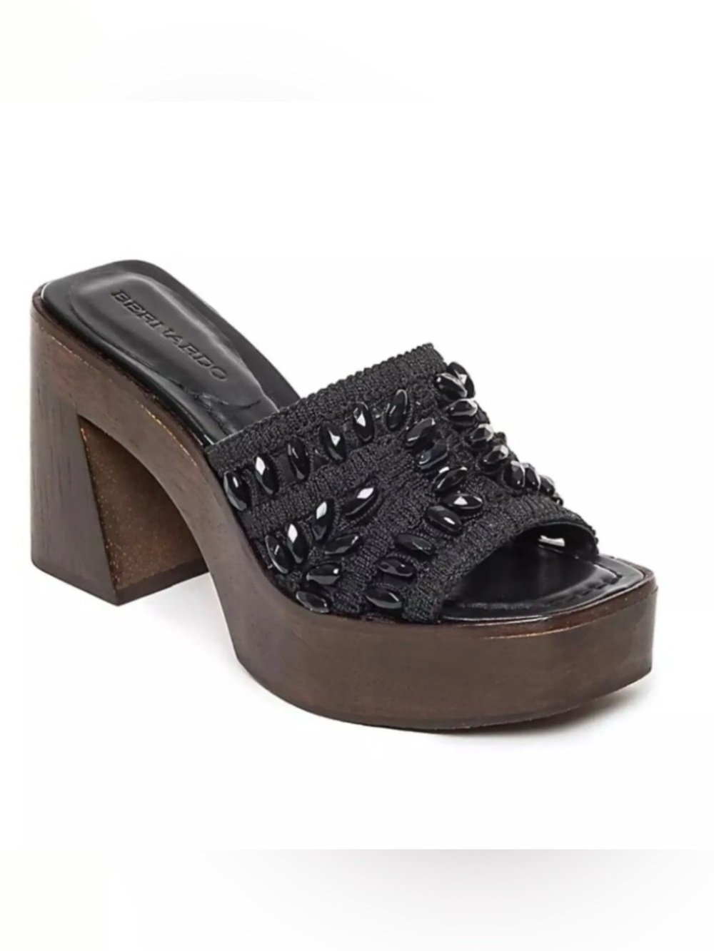 Bernardo Knox Sandals Black Crochet Platform Block Heel Sz 11.